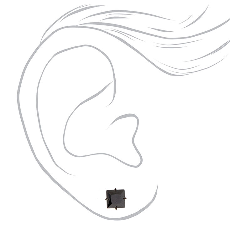 C LUXE by Claire&#39;s Black Titanium Cubic Zirconia 6MM Square Stud Earrings,