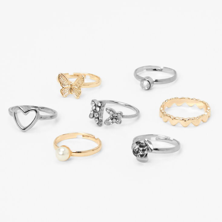 Claire&#39;s Club Mixed Metal Rings - 7 Pack,