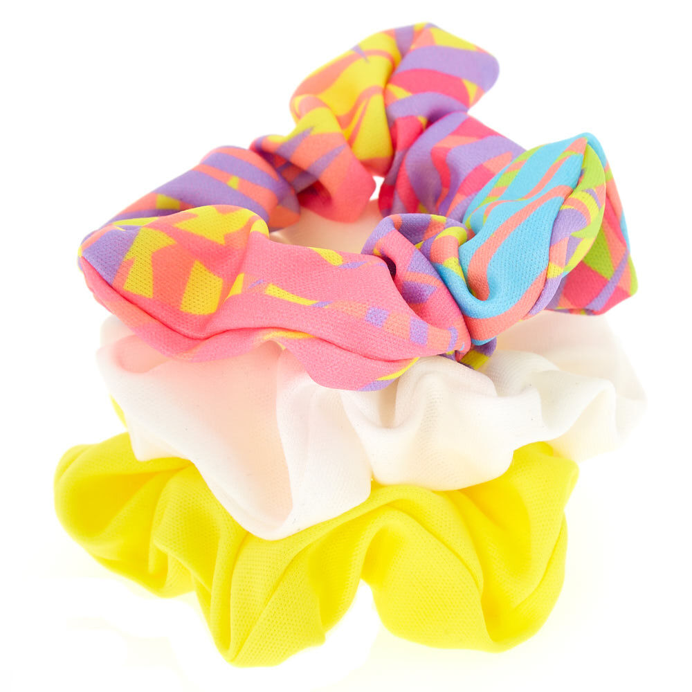 Tropical Hair Scrunchies - Yellow, 3 Pack,