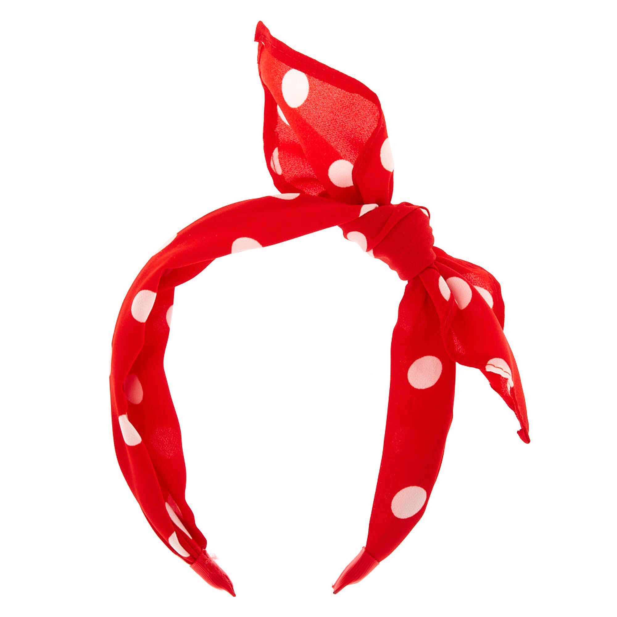 Red Polka Dot Knotted Bow Headband Claire s US