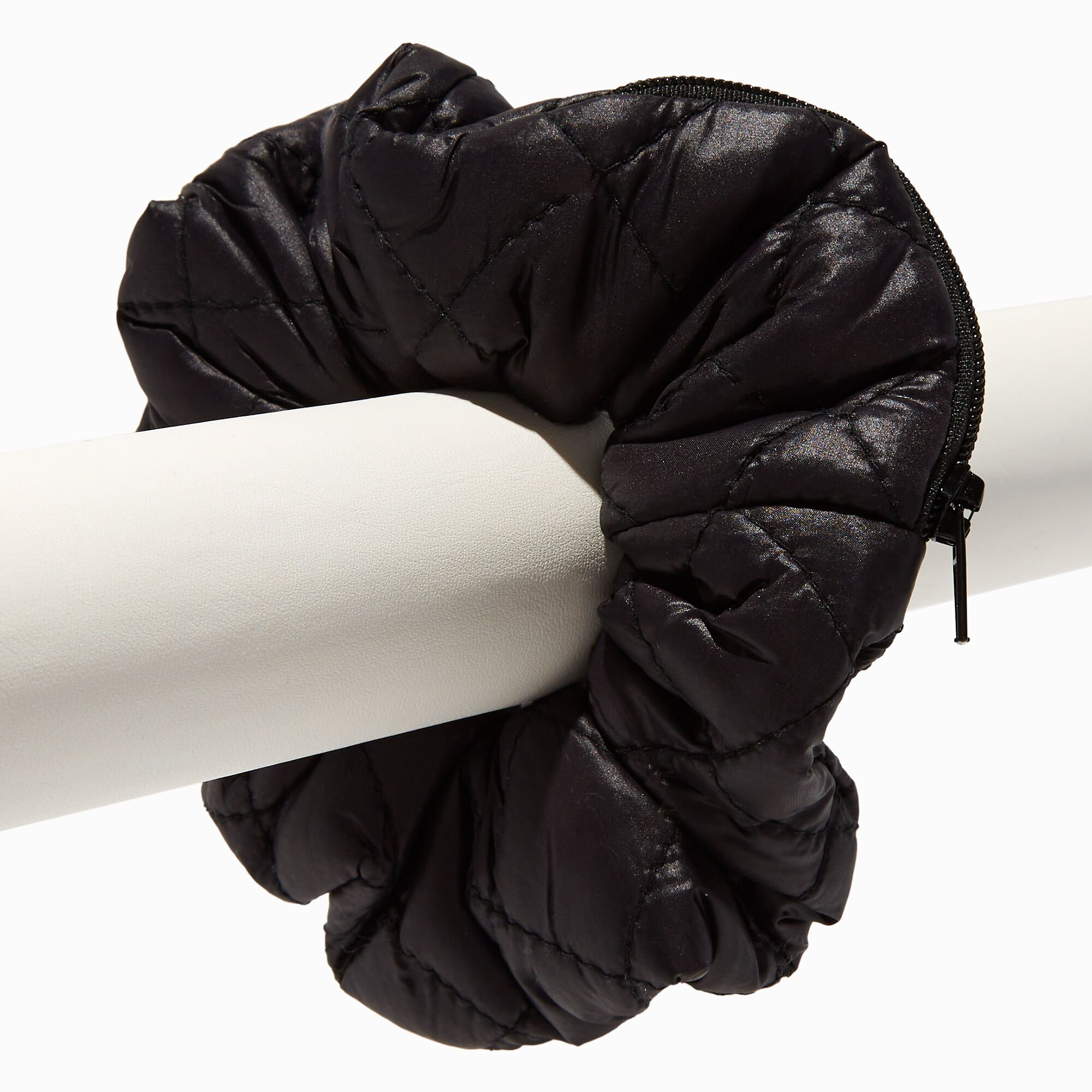 Black Zipper Athletic Hair Scrunchie,