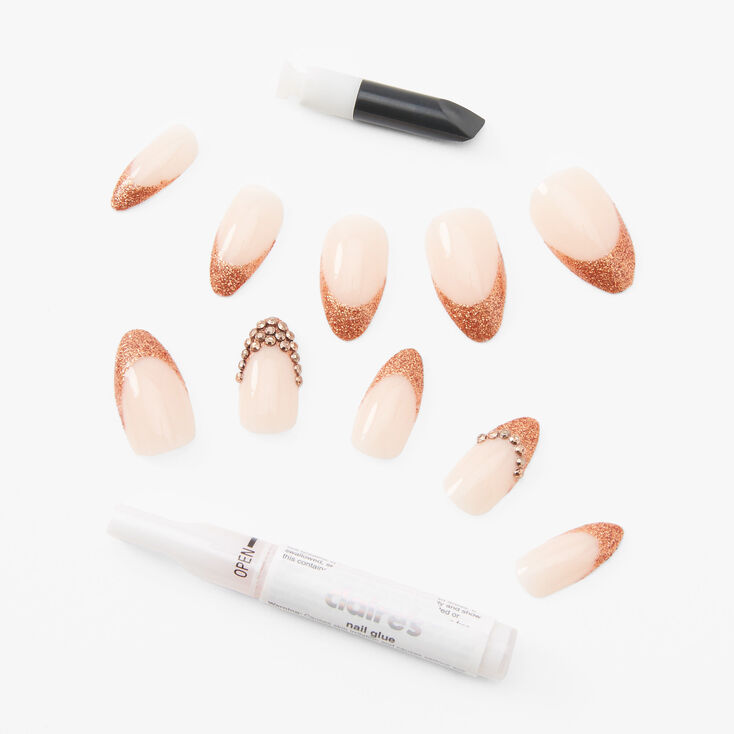 Gold Bling Tip Stiletto Vegan Faux Nail Set - 24 Pack,