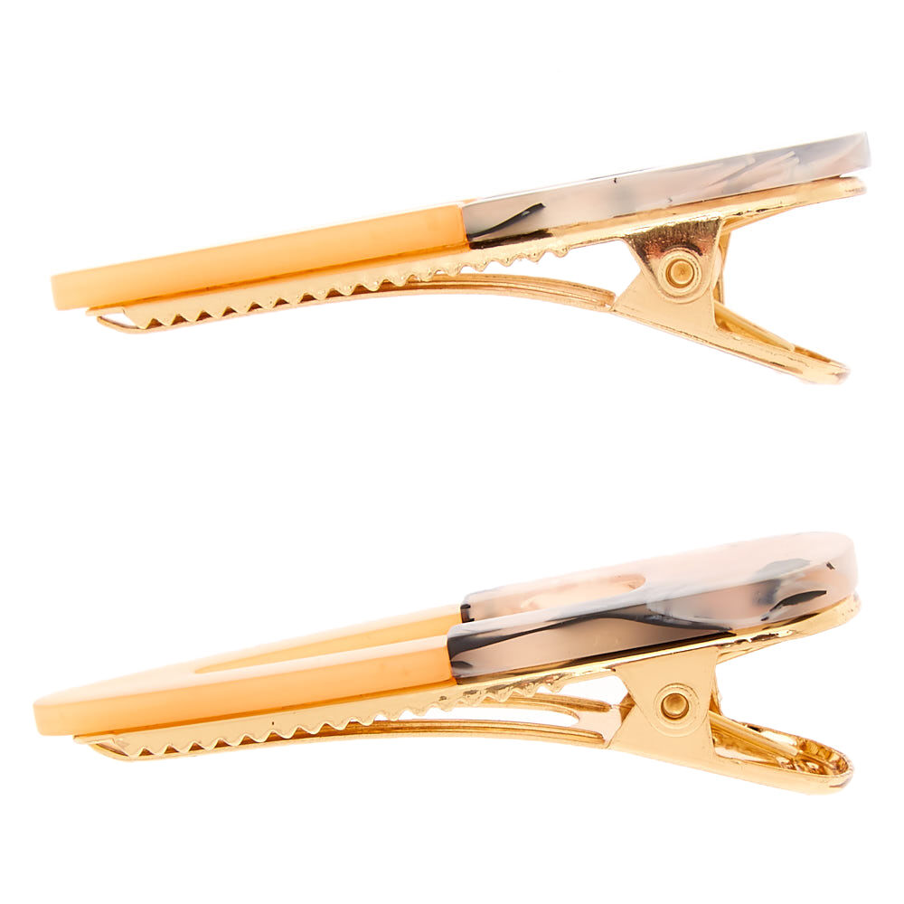 Gold Tortoiseshell Hair Clips - Peach, 2 Pack,