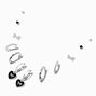 Boucles d&rsquo;oreilles superposables ballet noires couleur argent&eacute;e - Lot de 6,