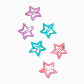 Claire&#39;s Club Jewel-Tone Star Cut-Out Snap Hair Clips - 6 Pack,