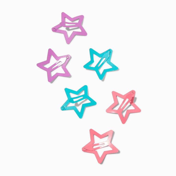 Claire&#39;s Club Jewel-Tone Star Cut-Out Snap Hair Clips - 6 Pack,