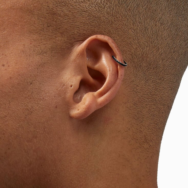 Black 16G Crystal Cartilage Hoop Earring,