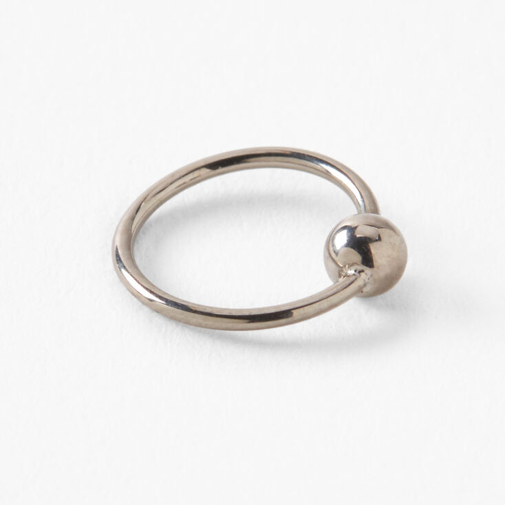 Silver Titanium 20G Beaded Hoop Nose Ring,