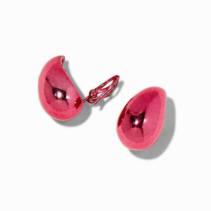 Clous d&#39;oreilles &agrave; clip haricot anodis&eacute;s roses,