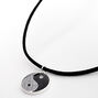 Silver Glitter Yin Yang Cord Pendant Necklace - Black,