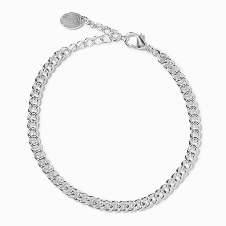 Silver 3MM Curb Chain Link Bracelet | Claire's US