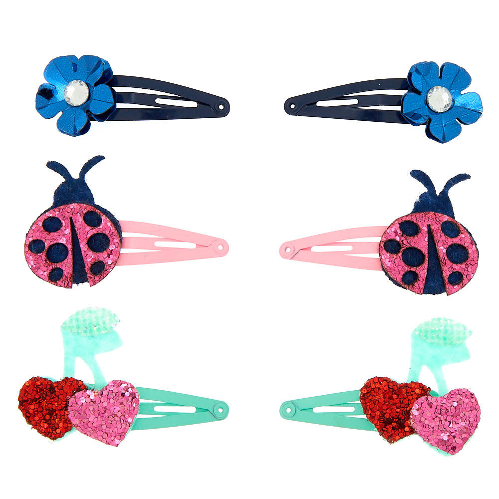 Claire's Club Spring Glitter Snap Hair Clips - 6 Pack,