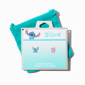 Disney Stitch &amp; Angel Sterling Silver Stud Earrings,
