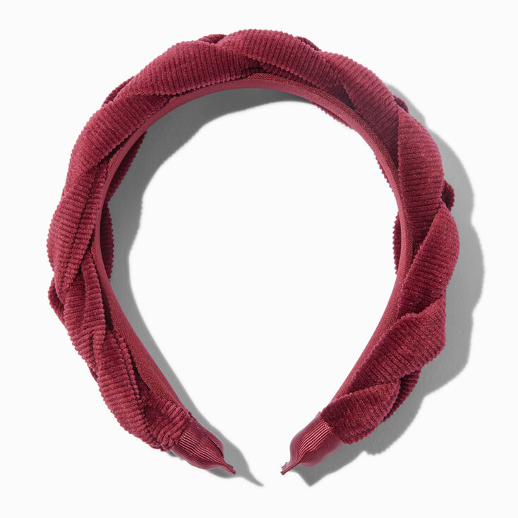 Serre-t&ecirc;te tress&eacute; rouge bordeaux,