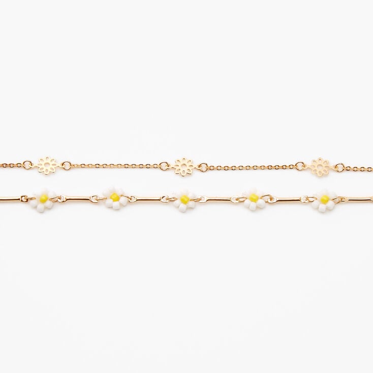 Gold Daisy Chain Choker Necklaces - 2 Pack,