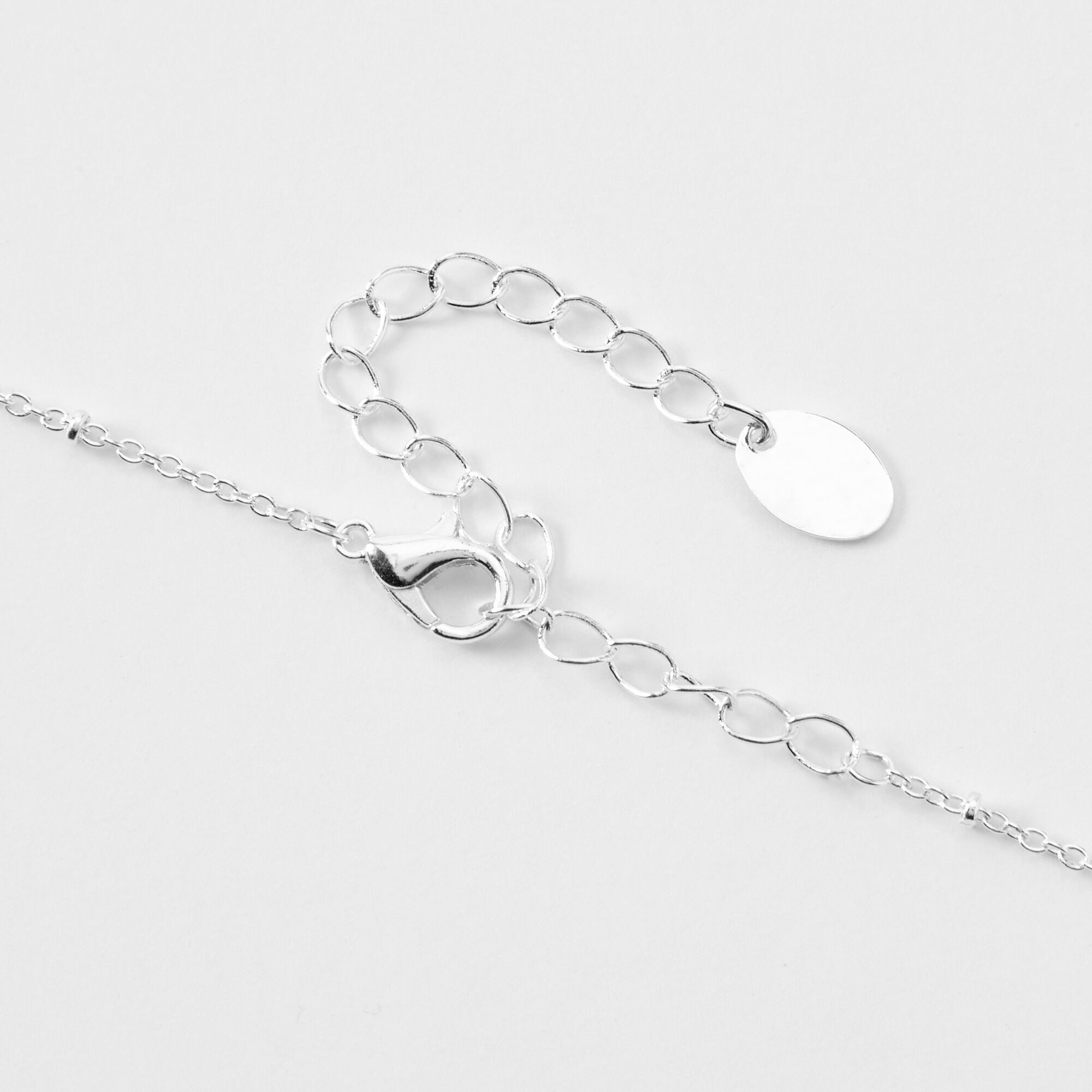 Silver Embellished Initial Turquoise & Purple Pendant Necklace - L,