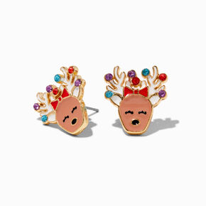 Gemstone Reindeer Stud Earrings,