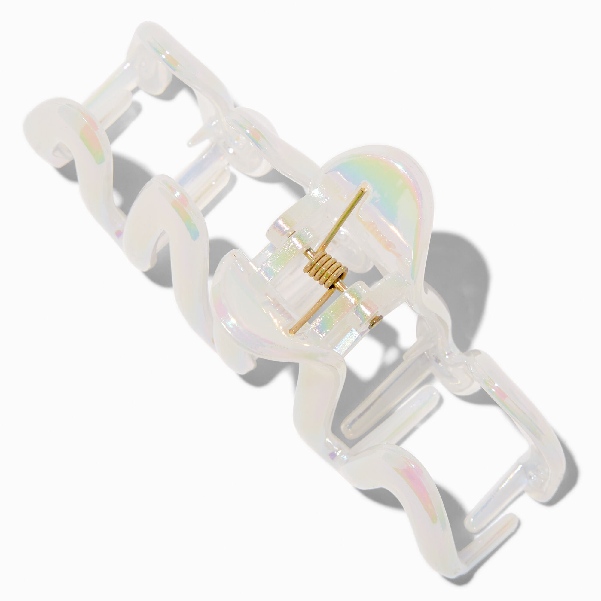White Iridescent Zig Zag Hair Claw,