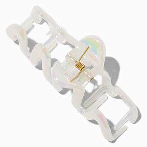White Iridescent Zig Zag Hair Claw,