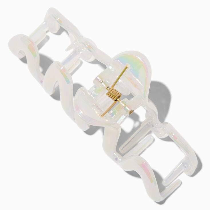 White Iridescent Zig Zag Hair Claw,