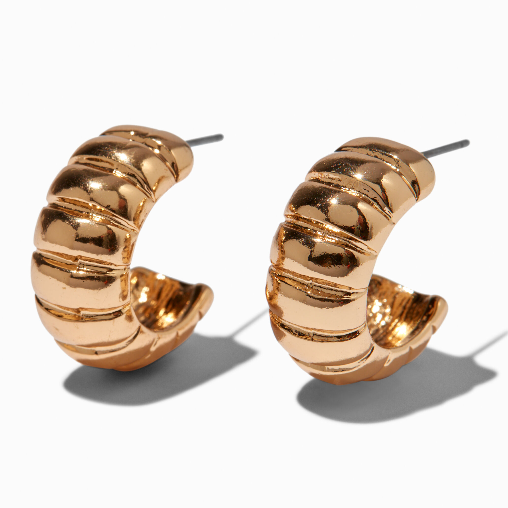 View Claires Ridged Tone 20MM Hoop Earrings Gold information