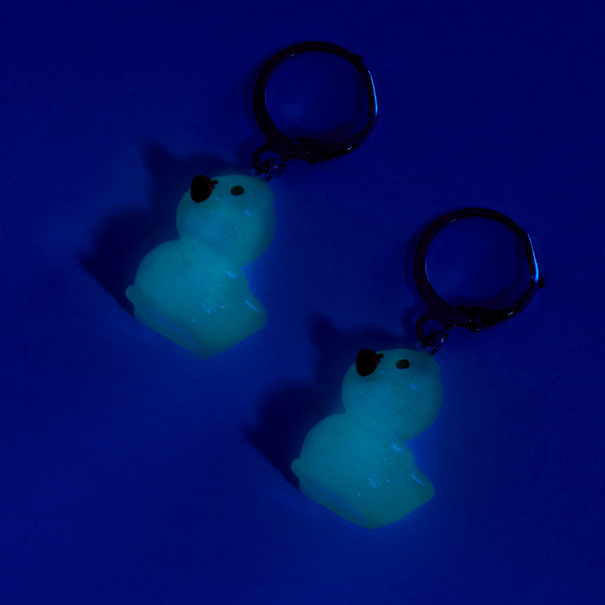 Glow in the Dark Rubber Duck Hoop Earrings ,