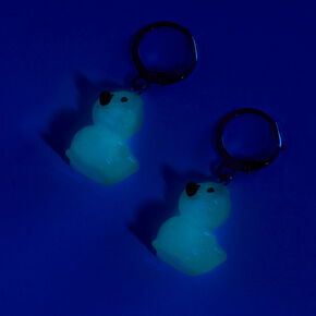 Glow in the Dark Rubber Duck Hoop Earrings ,