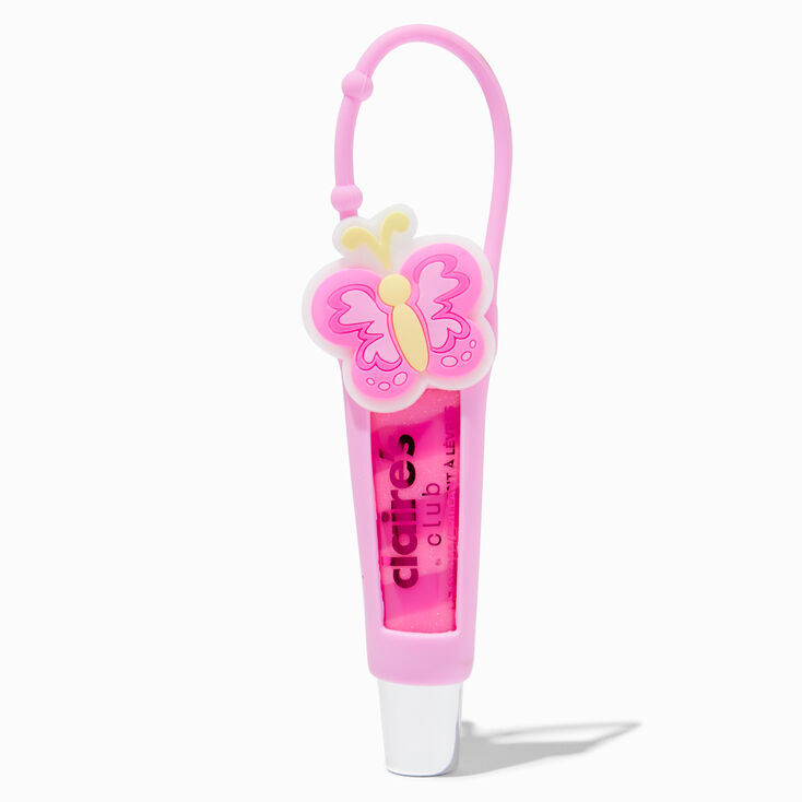 Claire&#39;s Club Pink Butterfly Lip Gloss Tube,