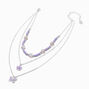 Purple Butterfly &amp; Flower Multi-Strand Pendant Necklace,