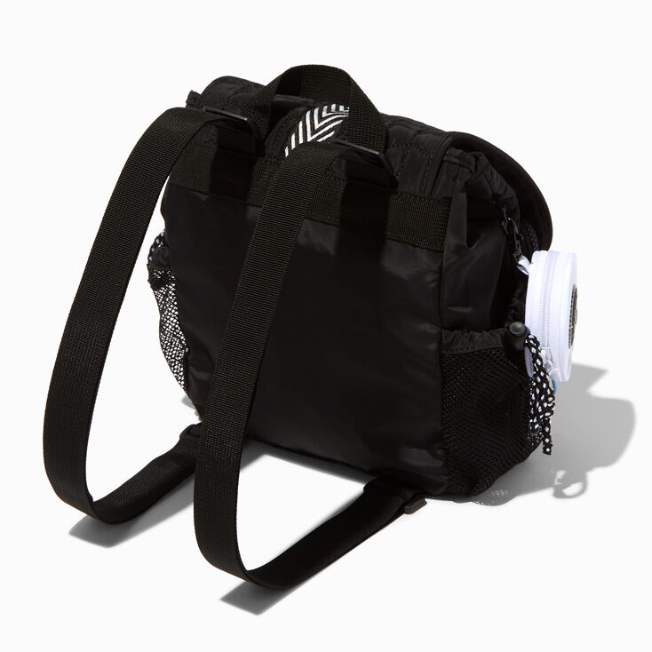 Sporty Chevron Black Mini Flap Backpack,