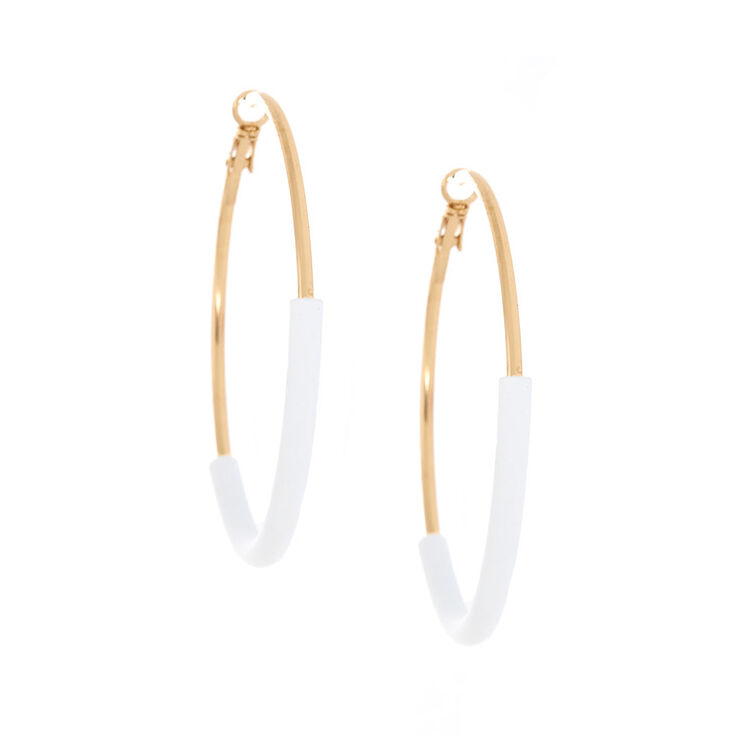 Rubber 60mm Wrapped Hoop Earrings White Claire S Us