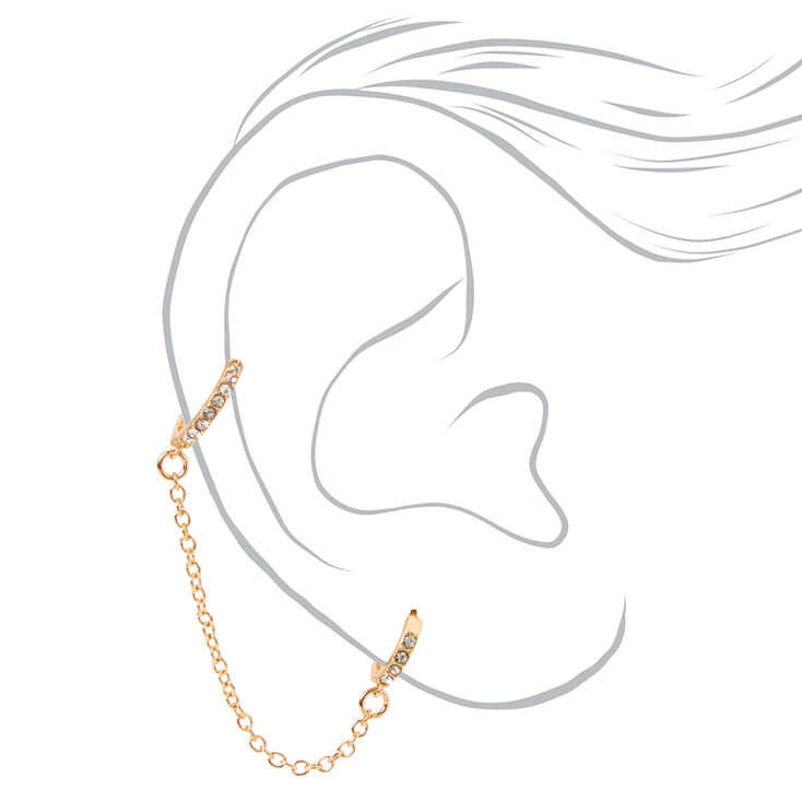 Gold One 10MM Crystal Huggie Hoop Connector Cartilage Earring,
