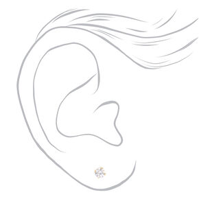 14kt Yellow Gold 4mm Cubic Zirconia Studs Ear Piercing Kit with Ear Care Solution,