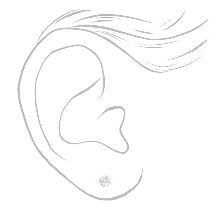 14kt Yellow Gold 4mm Cubic Zirconia Studs Ear Piercing Kit with Ear Care Solution,