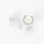 Silver Embellished Halo Pearl Clip-On Earrings,