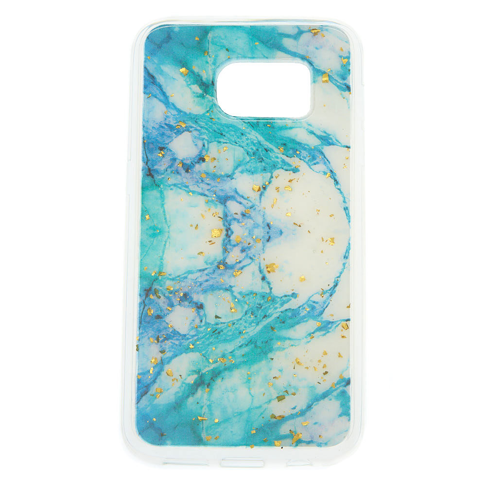 Coque de portable motif marbre avec flocons couleur doré - Compatible avec Samsung Galaxy S7,
