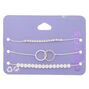 Silver Embellished Adjustable Bracelets - 3 Pack,