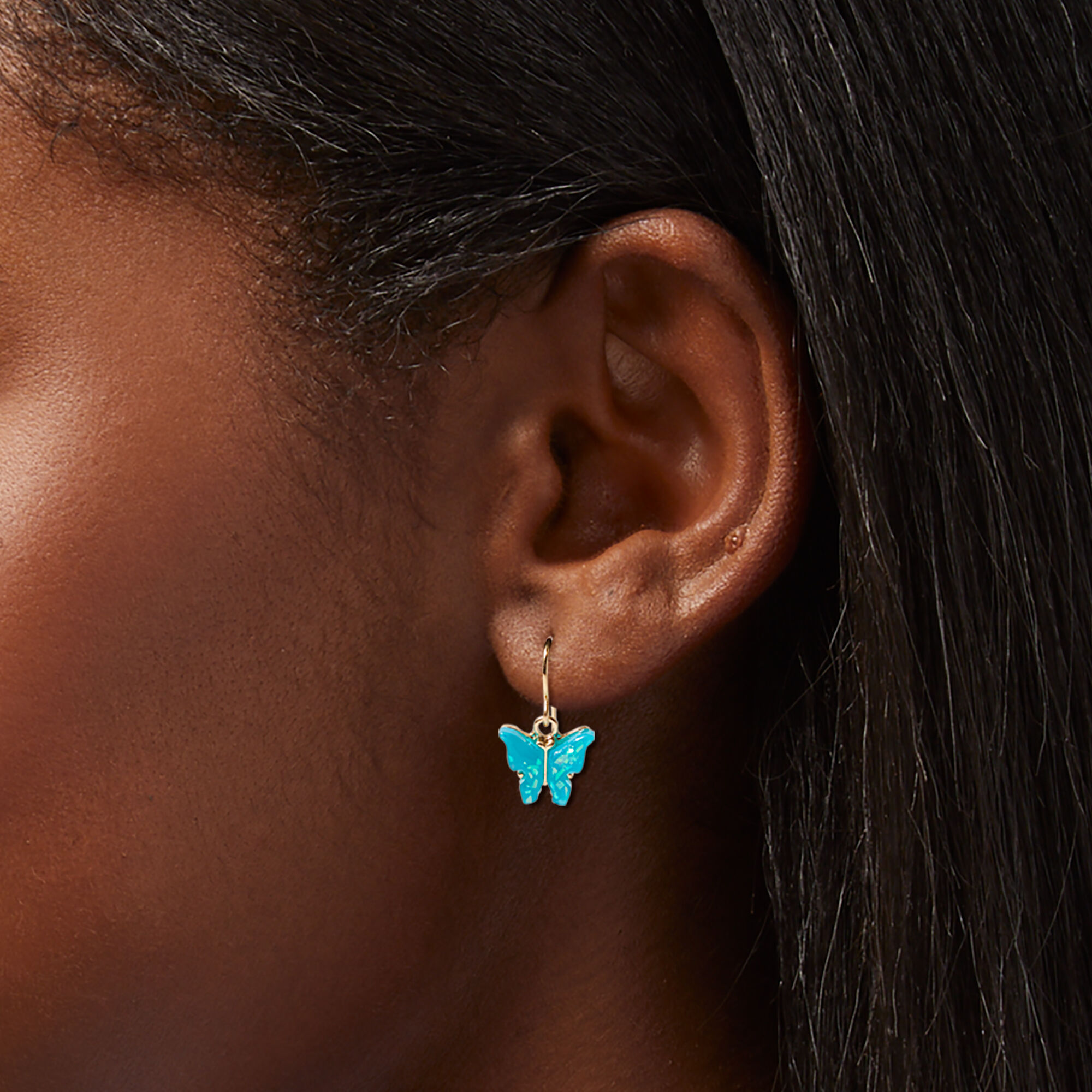 Mixed Metal 1" Neon Butterfly Drop Earrings - 3 Pack,