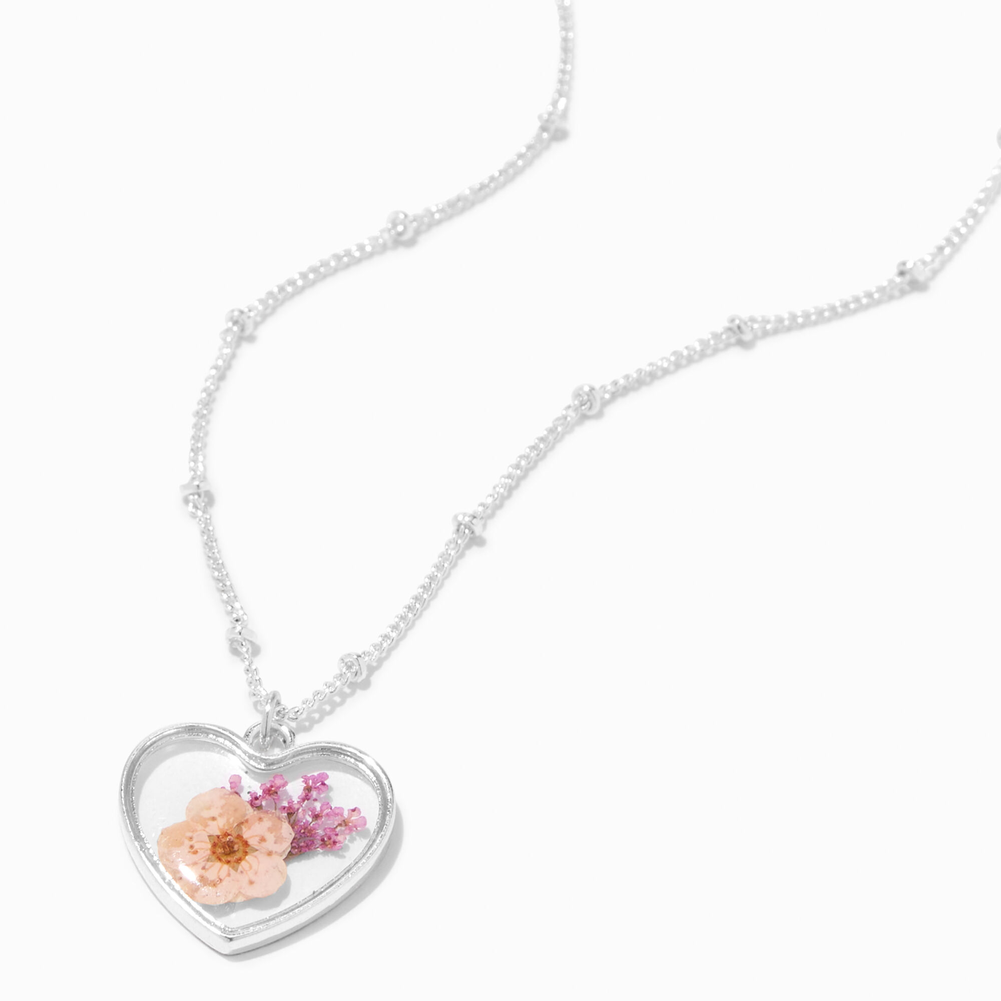 Flower heart necklace hotsell