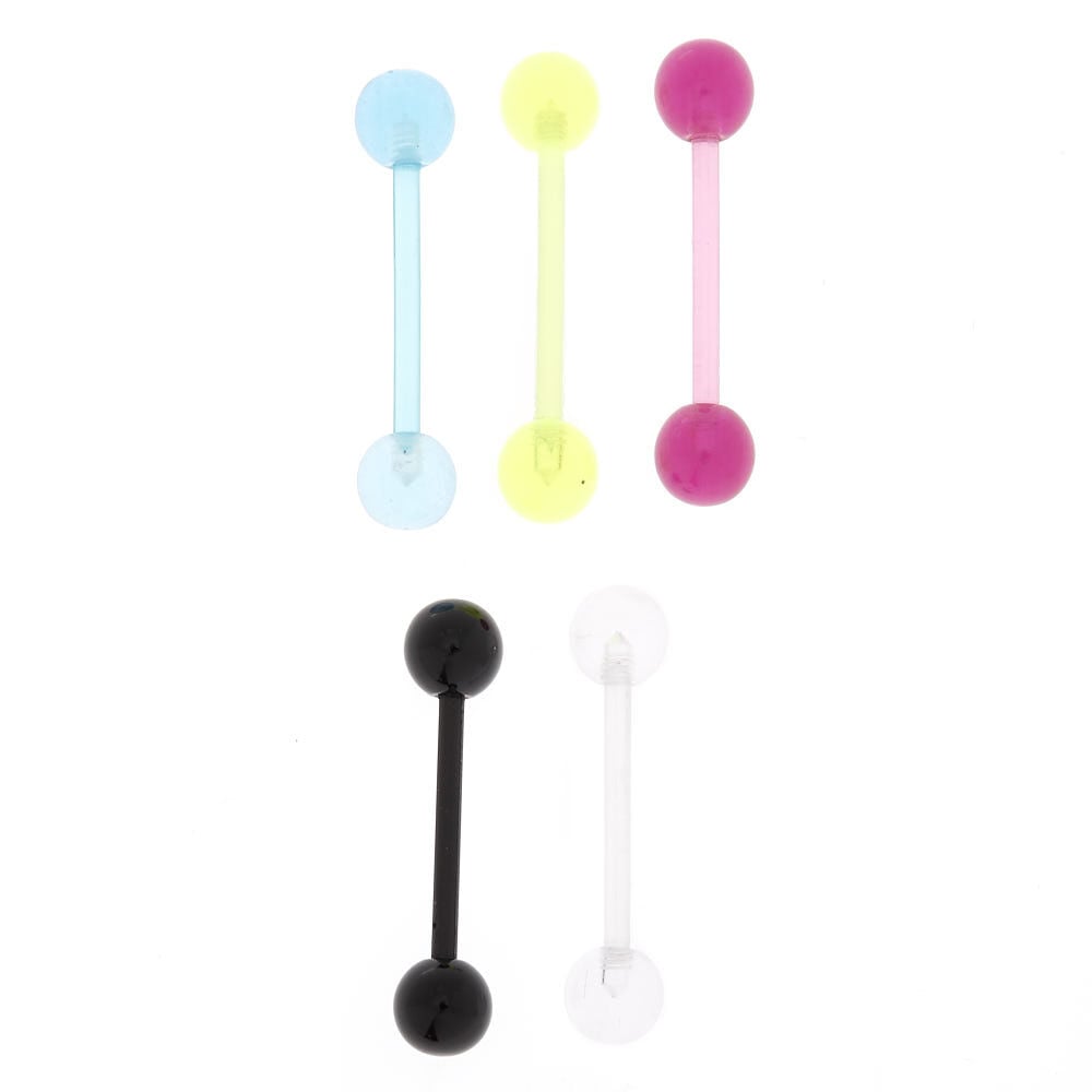 14G Neon Tongue Bars 5 Pack Claire s