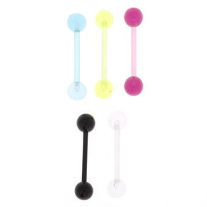 Barres de piercing de langue fluo 1,6&nbsp;mm - Lot de 5,