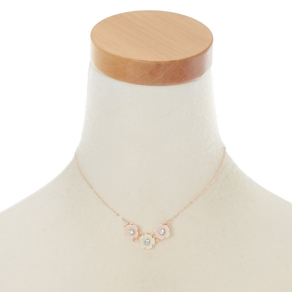 Claire's Club Rose Gold Flower Jewelry Set - Pink, 3 Pack,