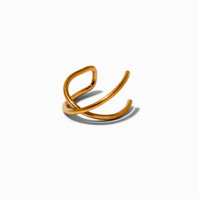Gold-tone Titanium Crisscross Faux Lip Ring  ,