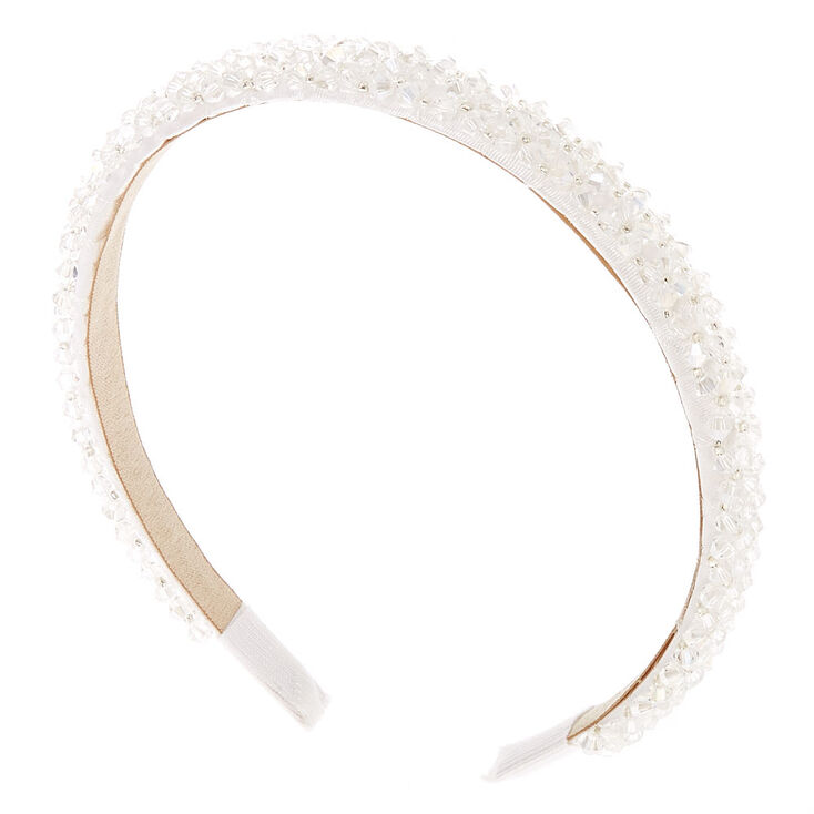 Claire's Serre-tête perlé à facettes - Blanc