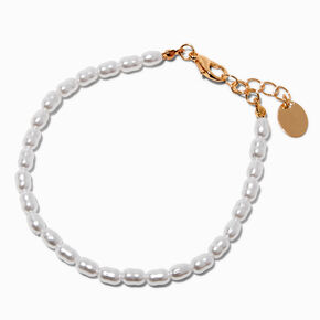 Bracelet cha&icirc;ne couleur dor&eacute;e avec mini perles d&#39;imitation,