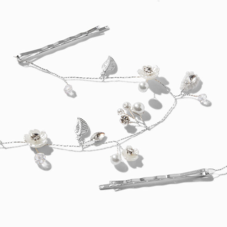 Silver-tone Pearlized Flower Hair Swag,
