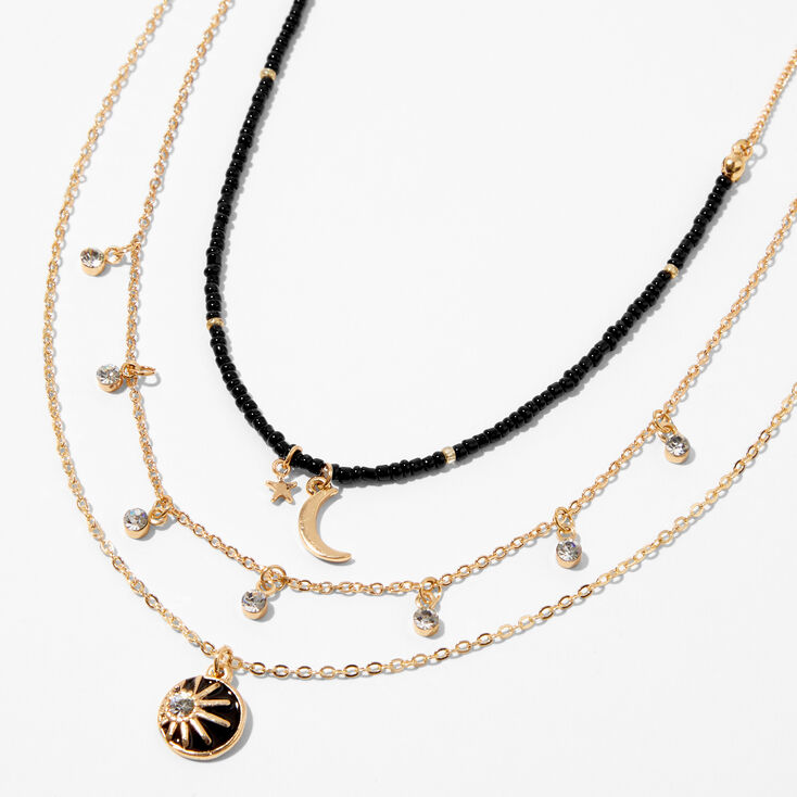Black Celestial Multi Strand Gold Necklace,