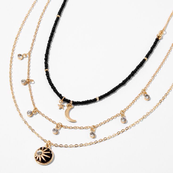 Black Celestial Multi Strand Gold Necklace,