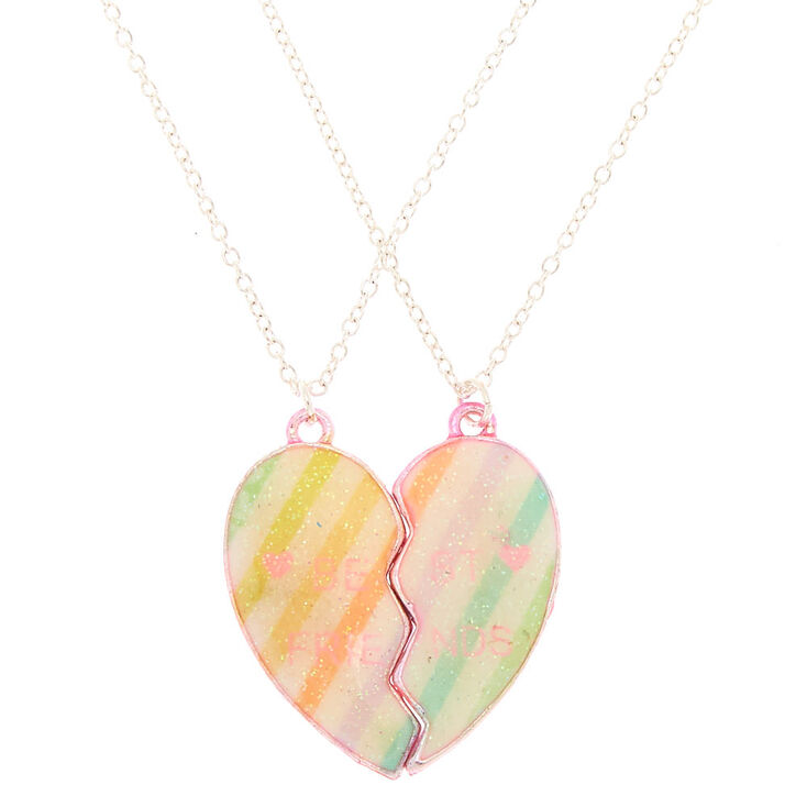 Best Friends Pastel Stripe Pendant Necklaces - 2 Pack,