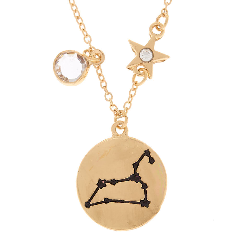 Gold Zodiac Pendant Necklace - Leo,